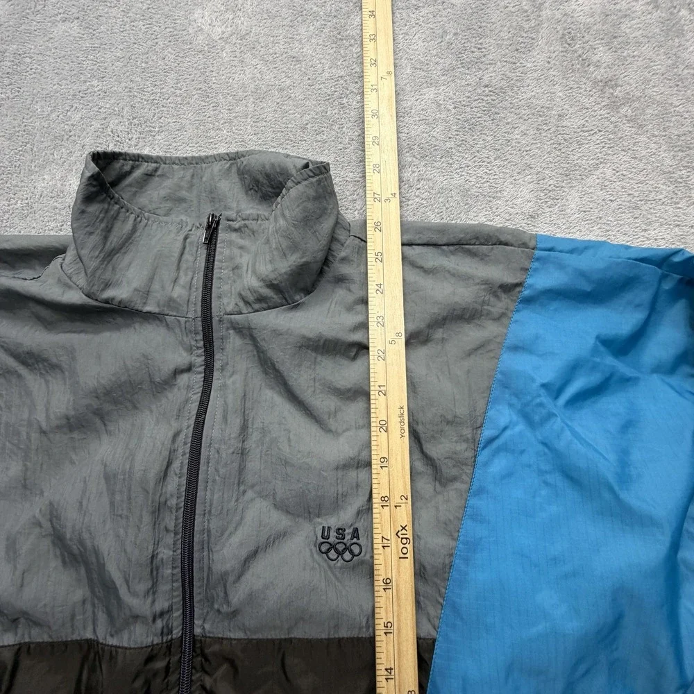 USA Olympic‎ Jacket Mens Large Gray Windbreaker Embroidered Logo JC Penny